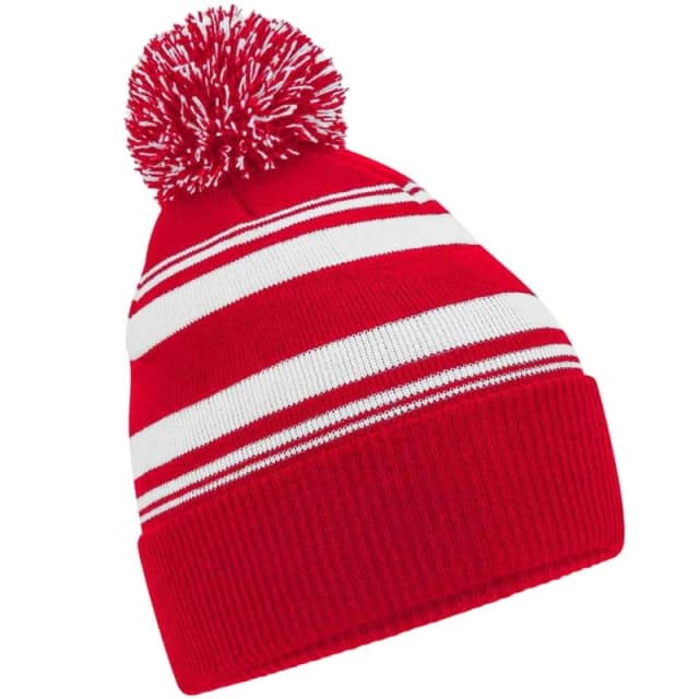Beechfield Beechfield Men Fan Striped Beanie in Red Red One Size Male 5063425908516