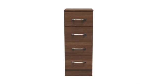Ready Assembled 2 U Hampshire 4 Drawer Tall Bedside (Ready Assembled) in Walnut Walnut Unisex