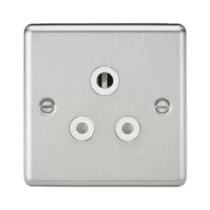Knightsbridge - 5A Unswitched Socket - Rounded Edge Brushed Chrome Finish with White Insert