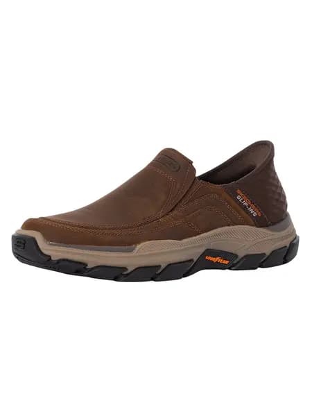 Skechers Slip-ins Leather Trainers Brown 7 UK