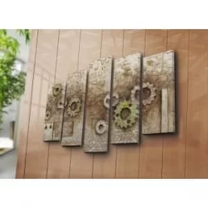 5PATK-198 Multicolor Decorative Canvas Painting (5 Pieces)