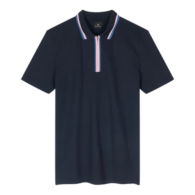 Paul Smith Mens Quarter Zip Short Sleeve Polo Shirt Blue 49 male S