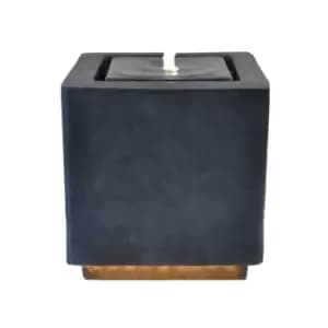 Ivyline Dark Grey Granite LED Cube Outdoor Electric Water Feature Elite
