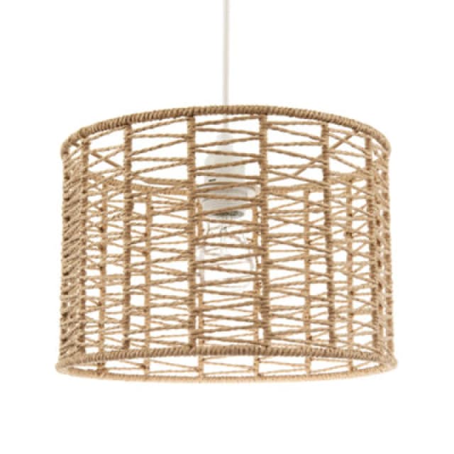 Happy Homewares Classic Twisted Brown Paper Pendant Light Shade With Strapped Design