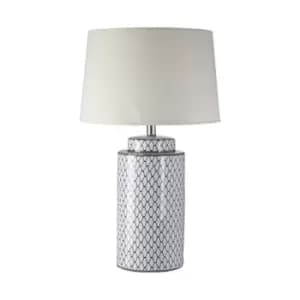 Blue and White Honeycomb Pattern Ceramic Table Lamp