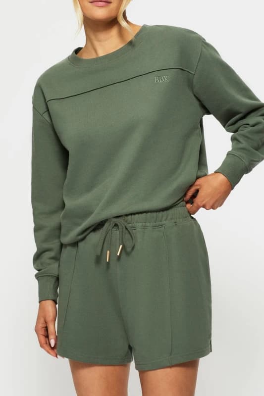 KBX Womens Jessica Sweat Short in Green Size: 16 Green Female 16