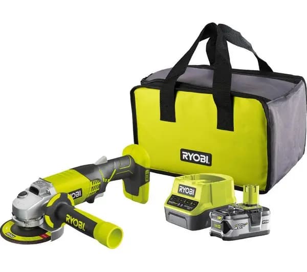RYOBI One Starter Kit R18AG-140S Cordless Angle Grinder Kit with 1 Battery - Yellow & Black 4892210163097