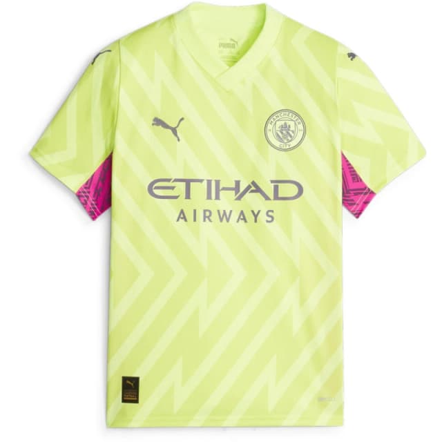 Puma Mcfc Gk Jersey Replica Ss Jr Goalkeeper Top Unisex Kids Fast Yellow unisex 5-6 Yrs