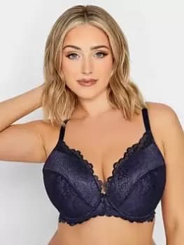Yours Pretty Lace Padded Bra Ink, Blue, Size 38E, Women