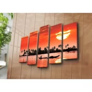 5PATK-54 Multicolor Decorative Canvas Painting (5 Pieces)