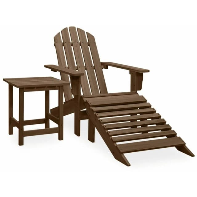 VIDAXL Garden Adirondack Chair with Ottoman&Table Solid Fir Wood Brown Vidaxl 8720286241127