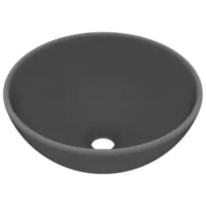 VidaXL Luxury Ceramic Round Bathroom Basin - Matt Dark Grey