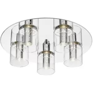 Spring Contemporary LED Shade Cluster Ceiling 5 Light Chrome, Glass 3000K
