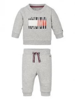 Tommy Hilfiger Baby Boys Flag Tracksuit Outfit, Grey, Size 0-3 Months