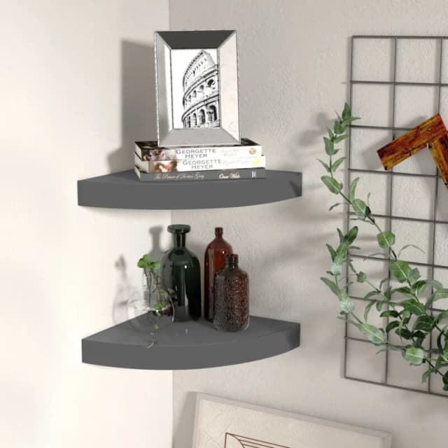 VIDAXL Vidaxl - Floating Corner Shelves 2 pcs High Gloss Grey 25x25x3.8cm mdf 8720286075241