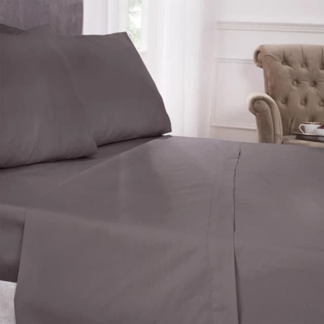 Emma Barclay Flat Sheet 180 Thread Count Percale Grey unisex Super King