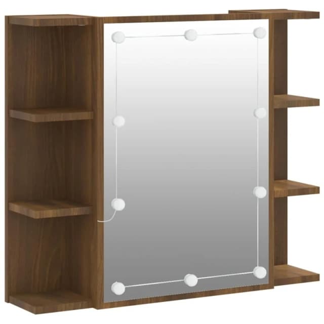 vidaXL Mirror Cabinet with LED Brown Oak 70x16.5x60 cm, Brown 820453