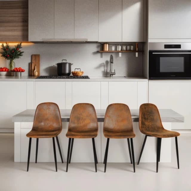 Urban Meuble Set of 4 Industrial Vintage Dining Chair Brown unisex One Size