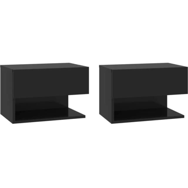 VIDAXL Wall-mounted Bedside Cabinets 2 pcs Black vidaXL 8720286963999