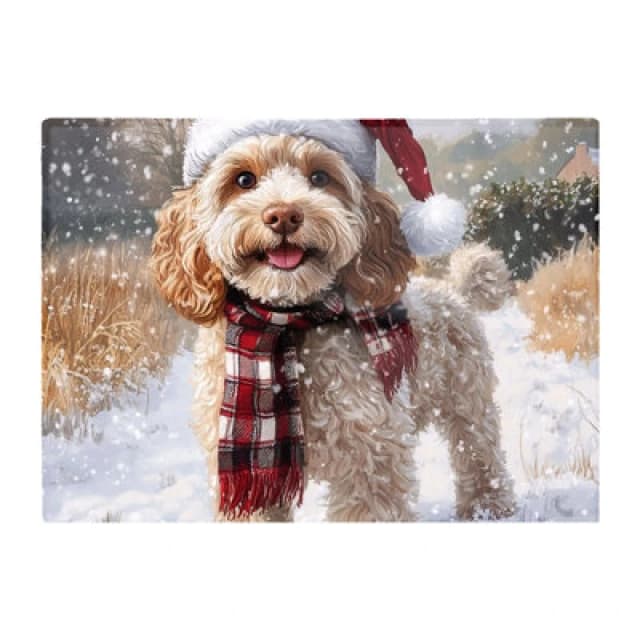 Warren Reed Designer Christmas Cockapoo Dog Glass Chopping Board