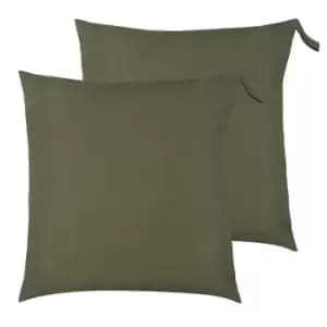 Furn. Plain Outdoor Polyester Filled Floor Cushions Twin Pack Olive