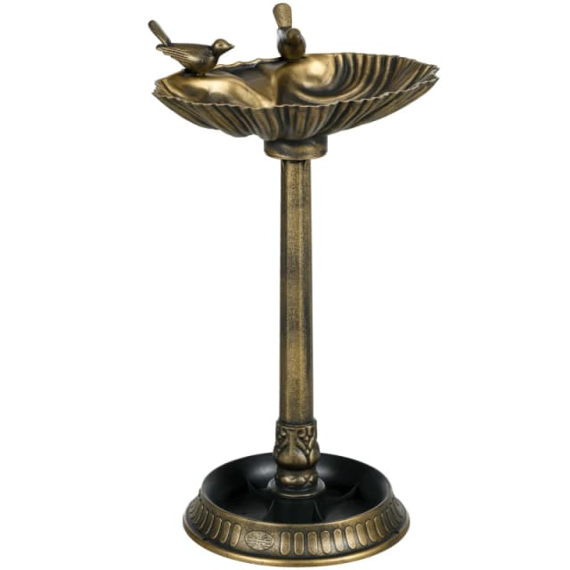 Outsunny Outsunny 81cm Tall Bird Bath with 2 Decorative Birds for Garden - Bronze Tone