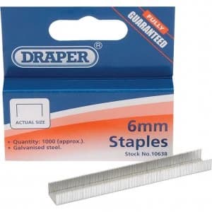 Draper Steel Staples for 10637 Hand Tacker 6mm Pack of 1000