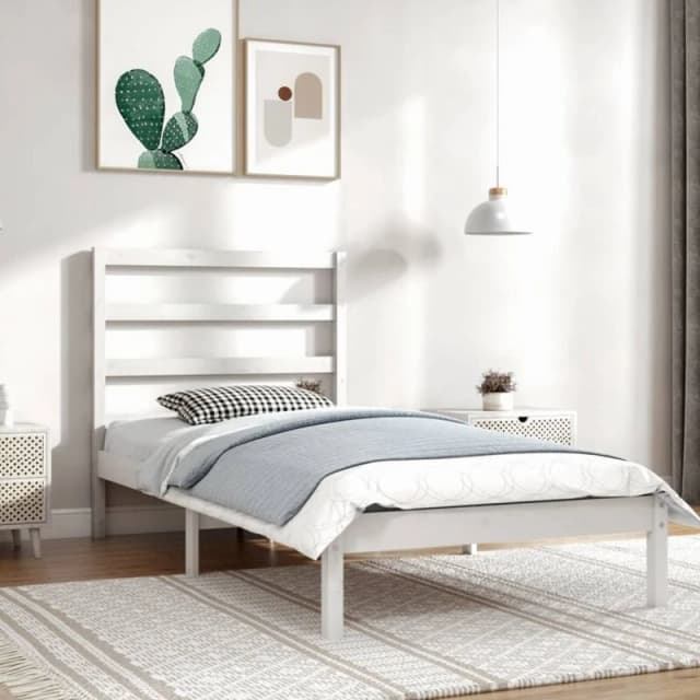 VIDAXL Bed Frame without Mattress White 90x200cm Solid Wood Pine vidaXL 8720287036692