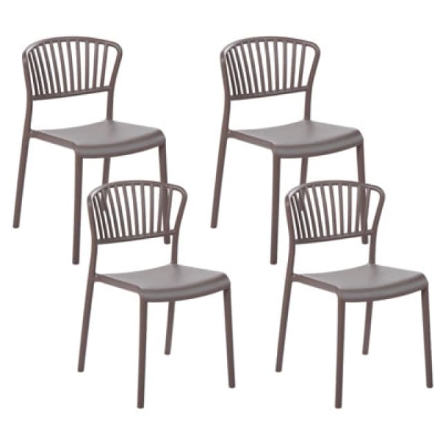 Beliani Set Of 4 Garden Chairs Gela Taupe