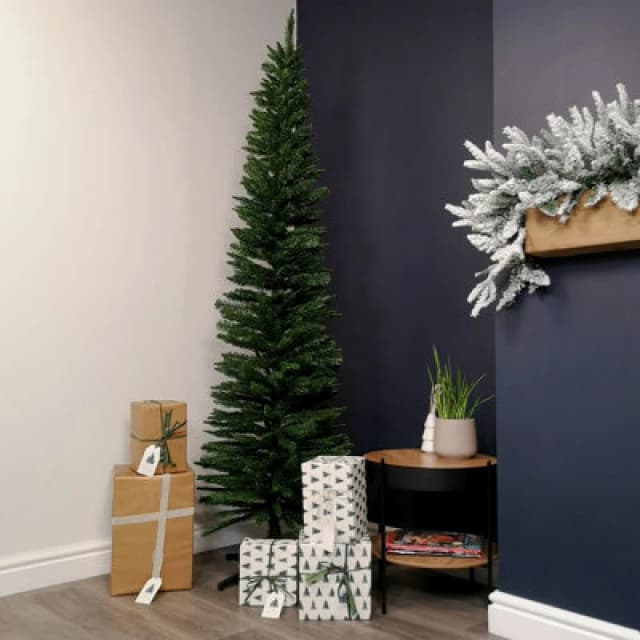 Samuel Alexander 7ft (2.10m) Pencil Style Slim Artifical Christmas Tree in Green Green