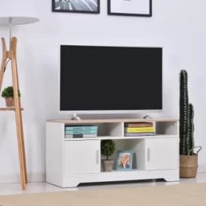HOMCOM TV Stand for TVs up to 42" with Cabinets, Shelves and Wide Tabletop for Living Room, Bedroom, Dining Room, White and Wood Color