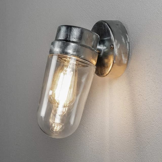 Konstsmide Konstsmide Vega Outdoor Wall Light with Oval Glass - Galvanised Steel