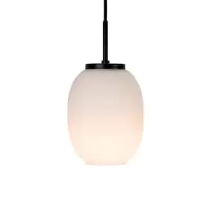 Opal Small Pendent Lamp With Black Suspension 39cm