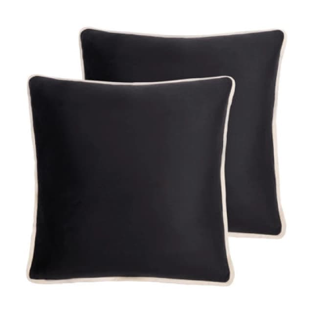 OHS OHS 2 Pack Matte Velvet Piped Cushion Covers Home Decor Set in Black Size: 45cm x 45cm Black 45cm x 45cm Unisex 5027434205806
