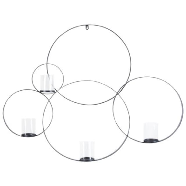 Beliani Wall Candle Holder Buru Metal 80 Cm Black