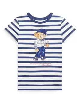 Ralph Lauren Girls Stripe Bear T-Shirt - White, Size Age: 16 Years=Xl, Women