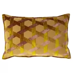 Delano Velvet Jacquard Cushion Ochre/Blush