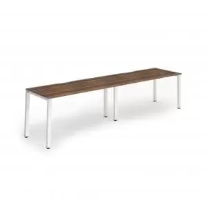 Single White Frame Bench Desk 1200 Walnut 2 Pod