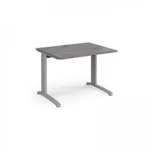TR10 straight desk 1000mm x 800mm - silver frame and grey oak top
