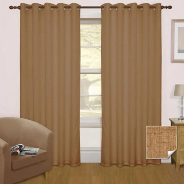 Homescapes Thermal Blackout Eyelet Curtain Pair Beige