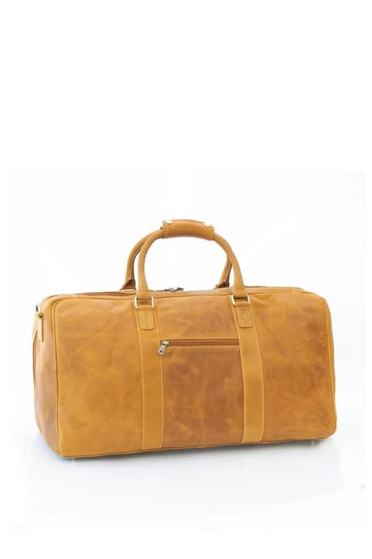 PRIMEHIDE 'Columbia' Leather Large Holdall Mustard