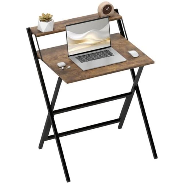 HOMCOM HOMCOM 70cm Folding Computer Desk for Small Spaces Bedroom - Rustic Brown