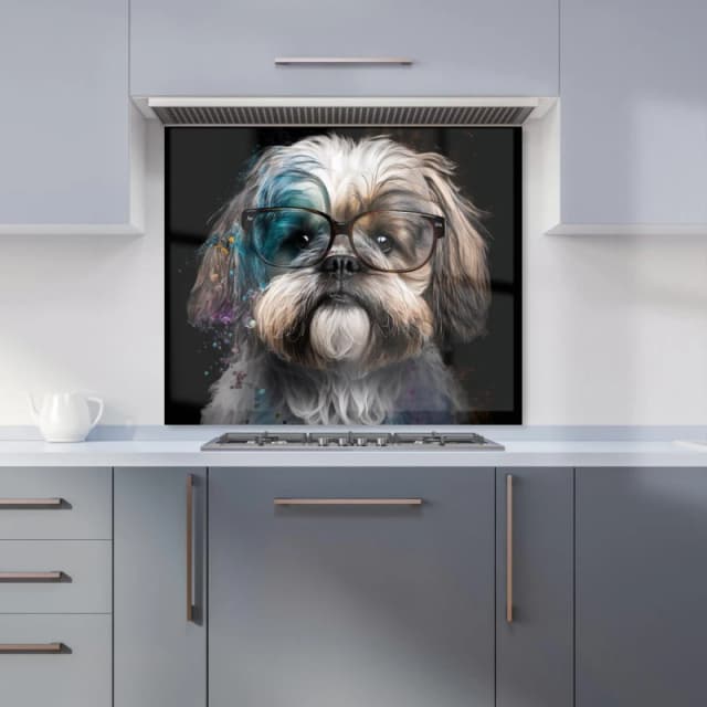 Warren Reed - Designer Lhasa Apso With Glasses Splashart Kitchen Splashback Size: 600mm x 750mm Multicolor Unisex 600mm x 750mm