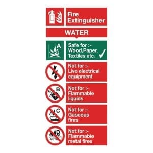 Stewart Superior FF091SAV Self Adhesive Vinyl Sign 100x200mm Water Fire Extinguisher