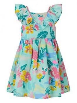 Monsoon S.E.W. Baby Girls Petunia Linen Mix Dress - Aqua, Size 6-12 Months