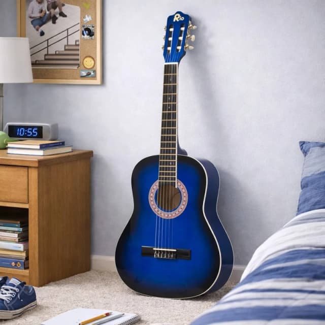 RayGar Rio 3/4 Size 36" Acoustic Guitar & Accessory Package for Beginners in Blue Size: 1 Pack Blue Unisex 1 Pack