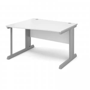 Vivo Left Hand Wave Desk 1200mm - Silver Frame White Top