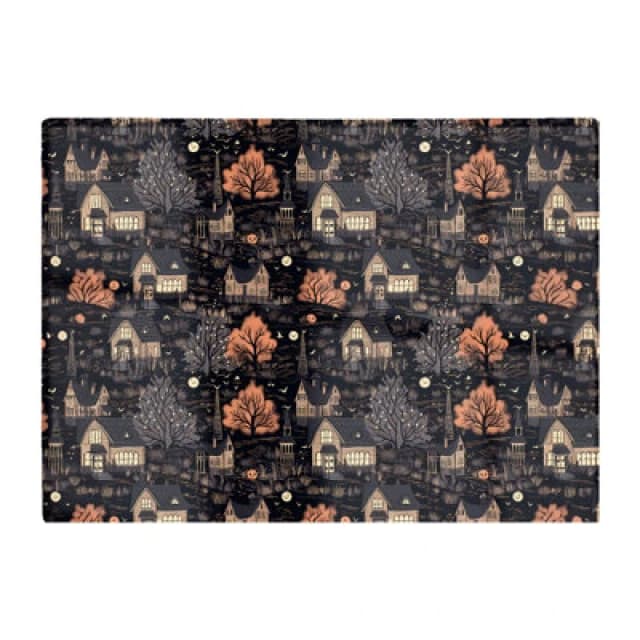 Warren Reed Designer Spooky Haunted Houses Pattern Glass Chopping Board