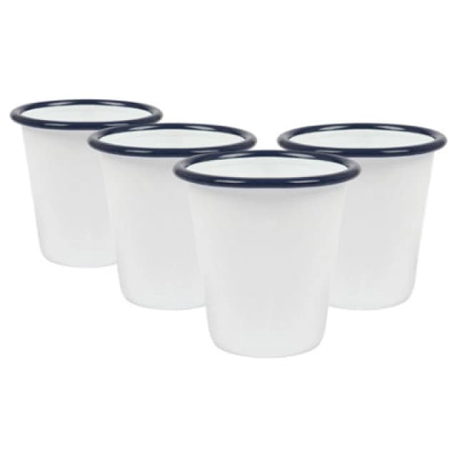 Argon Tableware White Enamel Tumblers - 300ml - Blue - Pack Of 3