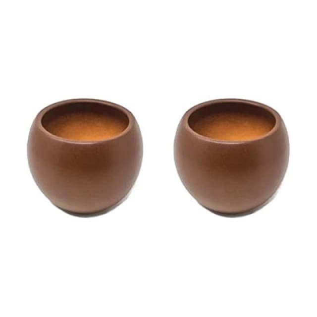 Verano Spanish Ceramics Epoxi Round Rust Textured Matte Indoor Plant Pot Set Of 2 X 16Cm